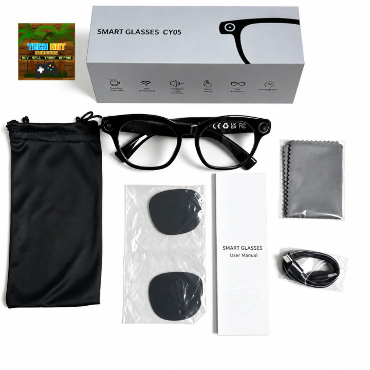 Cyrux CY05 AI Smart Glasses – 8MP Camera, 1080p Video, Photochromatic Lenses & Star Glasses AI – Black