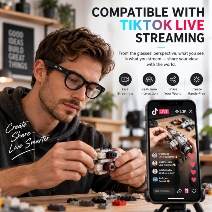 Cyrux CY05 AI Smart Glasses – 8MP Camera, 1080p Video, Photochromatic Lenses & Star Glasses AI – Black